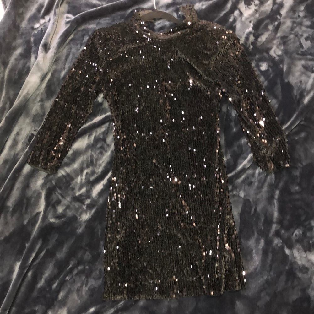 Black sequined mini dress